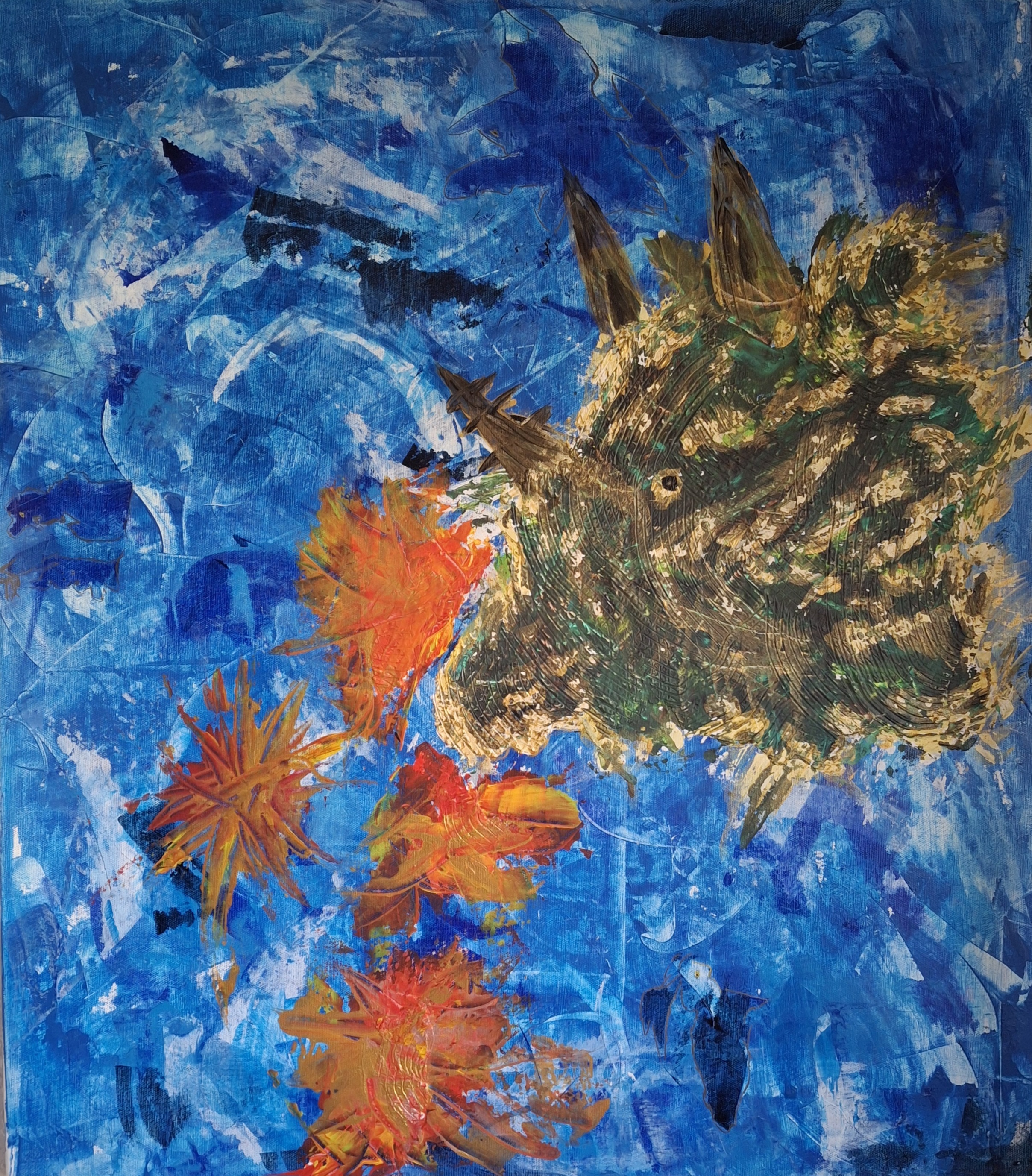 Mixed-Media-Arbeit auf Leinwand