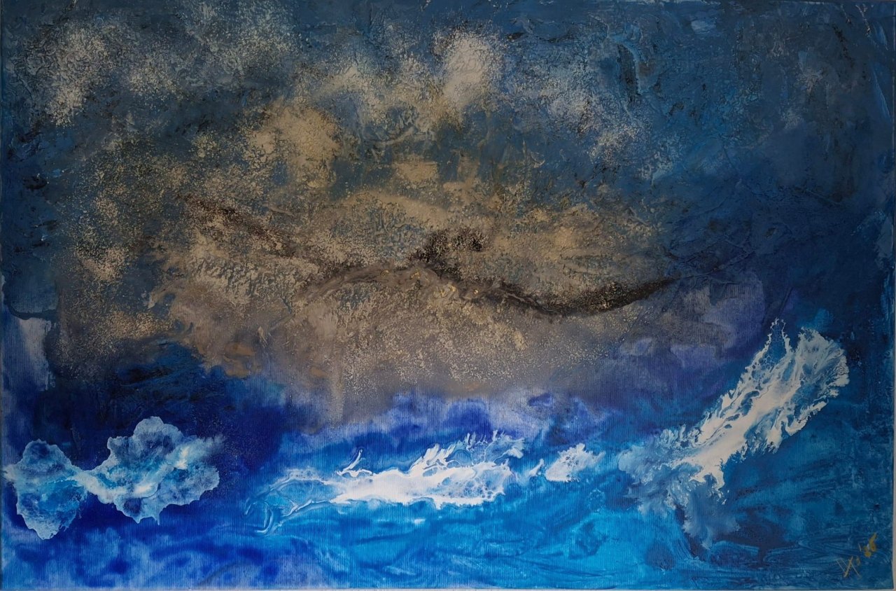 Versunken im Ozean – Mixed Media, 60 x 90 cm